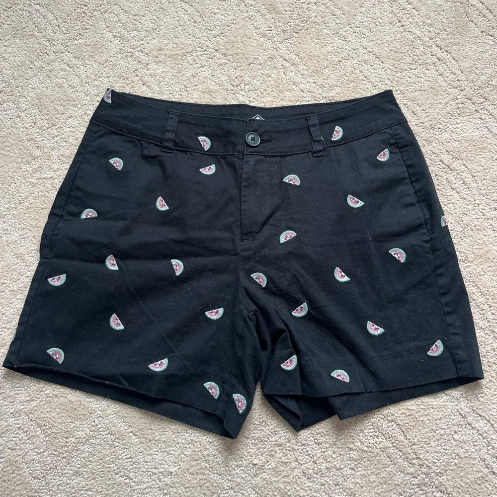 St. John's Bay Black Shorts with Watermelon Embroidery